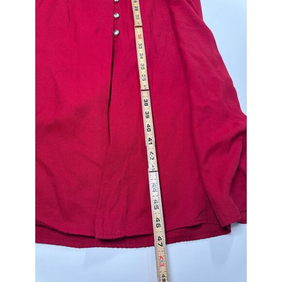 Vintage 80s Coldwater Creek Button Front Maxi Dress Red Long Sleeve USA made 14 - Picture 4 of 10